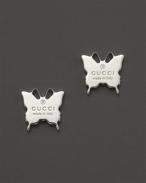 gucci earrings studs silver|Gucci sterling silver butterfly earrings.